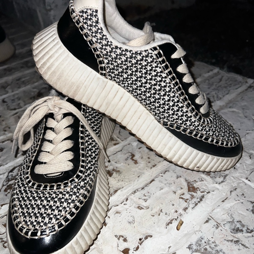 ShuShop Black and White Patterned Sneakers